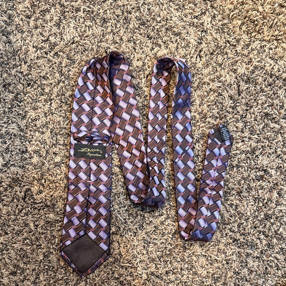 Patterned Silk Tie Dion Purple and Brown Made in Italy